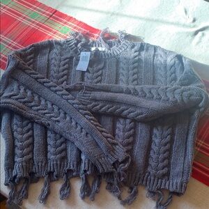 Purple Snow Charcoal Cable Knit Sweater